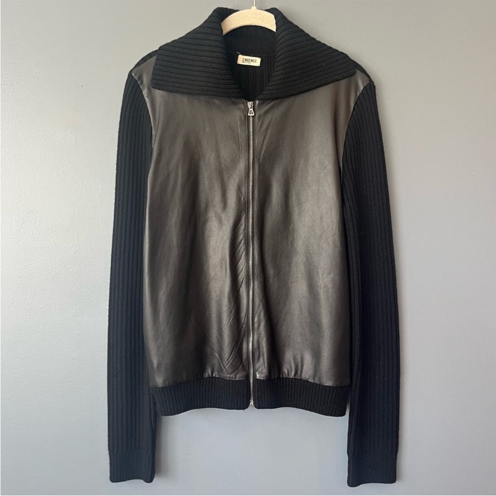 L’Agence Merino Wool & Lambskin Leather Jacket - Picture 5 of 8